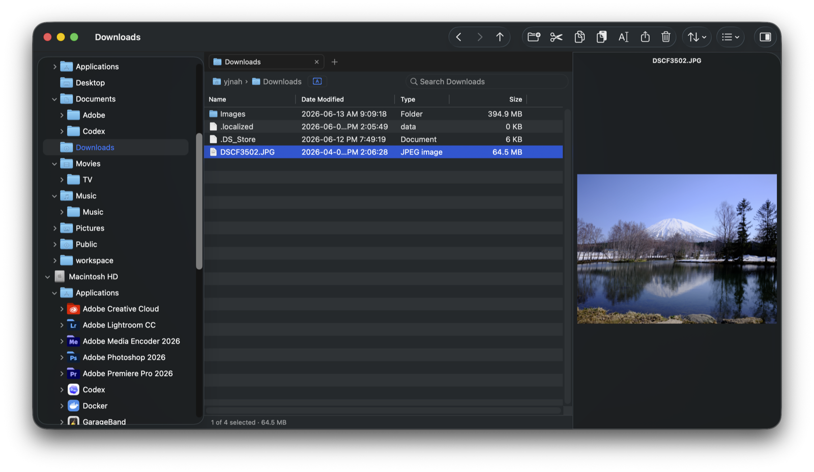 Explorer for Mac main window showing the folder tree, tabs, address bar, Details view, and preview pane